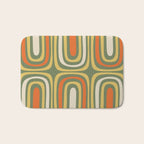 Retro Abstract Boho Confaab Pattern in Mossy Olive Green Orange Yellow Bath Mat Gallery Image 1