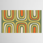 Retro Abstract Boho Confaab Pattern in Mossy Olive Green Orange Yellow Tablecloth Gallery Image 2