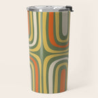 Retro Abstract Boho Confaab Pattern in Mossy Olive Green Orange Yellow Travel Mug Gallery Image 2