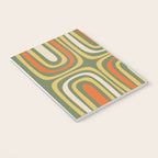 Retro Abstract Boho Confaab Pattern in Mossy Olive Green Orange Yellow Notebook Gallery Image 3