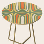 Retro Abstract Boho Confaab Pattern in Mossy Olive Green Orange Yellow Side Table Gallery Image 2