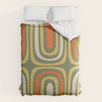 Retro Abstract Boho Confaab Pattern in Mossy Olive Green Orange Yellow Comforter Gallery Image 6