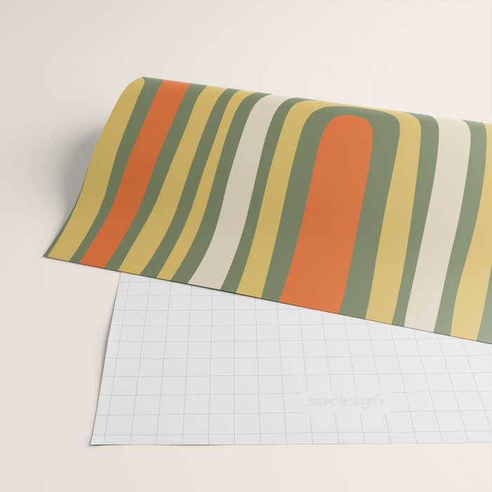 Retro Abstract Boho Confaab Pattern in Mossy Olive Green Orange Yellow Wrapping Paper Gallery Image 2