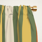 Retro Abstract Boho Confaab Pattern in Mossy Olive Green Orange Yellow Window Curtain Gallery Image 2