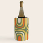 Retro Abstract Boho Confaab Pattern in Mossy Olive Green Orange Yellow Wine Chiller Gallery Image 2