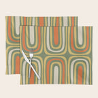 Retro Abstract Boho Confaab Pattern in Mossy Olive Green Orange Yellow Placemat Gallery Image 1