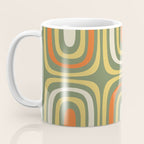 Retro Abstract Boho Confaab Pattern in Mossy Olive Green Orange Yellow Coffee Mug Gallery Image 3
