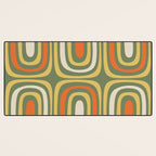 Retro Abstract Boho Confaab Pattern in Mossy Olive Green Orange Yellow Desk Mat Gallery Image 3