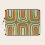 Retro Abstract Boho Confaab Pattern in Mossy Olive Green Orange Yellow Laptop Sleeve Gallery Image 1