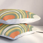 Retro Abstract Boho Confaab Pattern in Mossy Olive Green Orange Yellow Pillow Sham Gallery Image 3