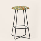 Retro Abstract Boho Confaab Pattern in Mossy Olive Green Orange Yellow Stool Gallery Image 1