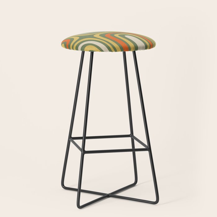Retro Abstract Boho Confaab Pattern in Mossy Olive Green Orange Yellow Stool Gallery Image 1