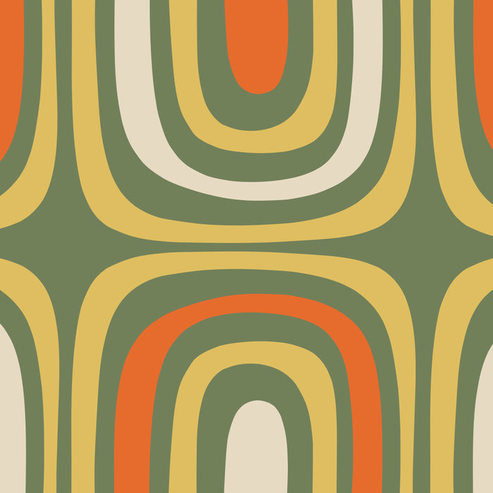 Retro Abstract Boho Confaab Pattern in Mossy Olive Green Orange Yellow Coffee Mug Gallery Image 2