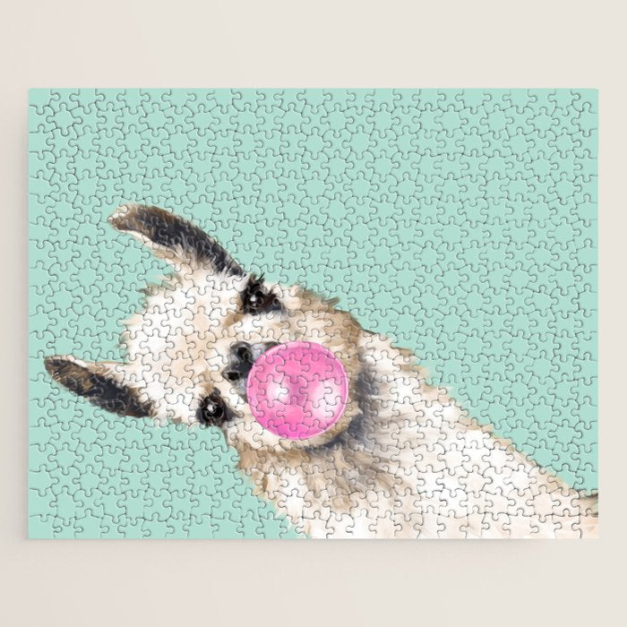 Bubble Gum Sneaky Llama in Green Jigsaw Puzzle Gallery Image 1