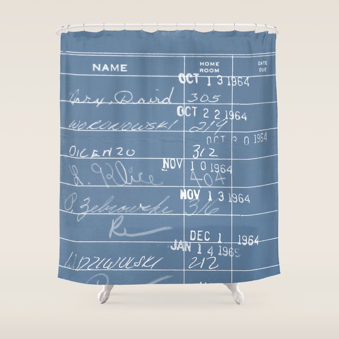 Library Card 23322 Negative Blue Shower Curtain Gallery Image 1