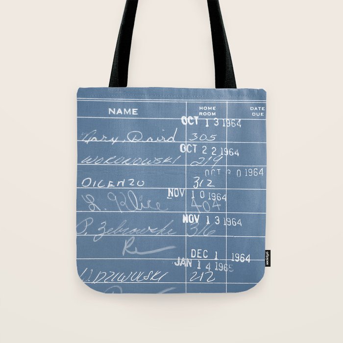 Library Card 23322 Negative Blue Tote Bag Gallery Image 1