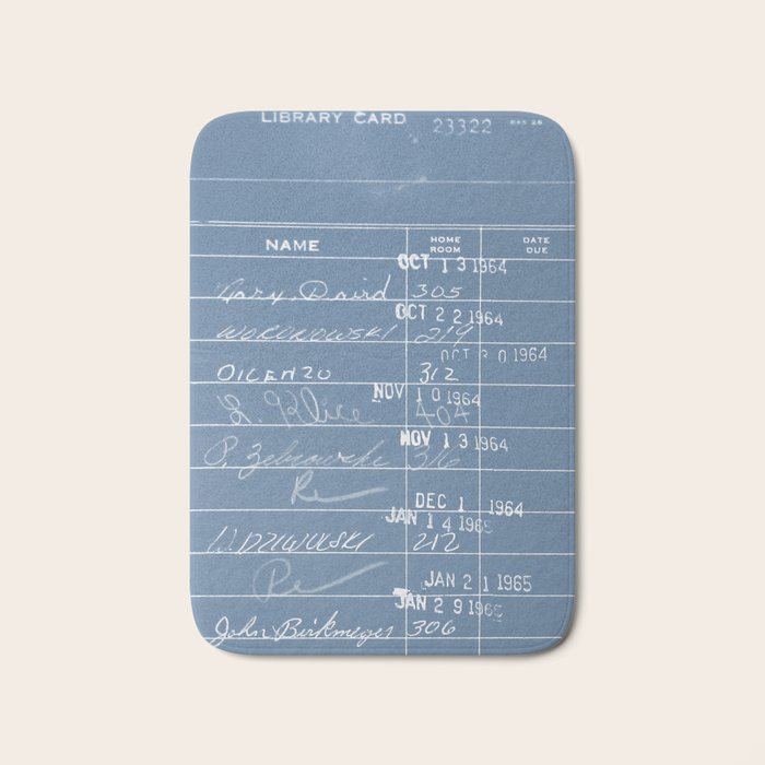 Library Card 23322 Negative Blue Bath Mat Gallery Image 1