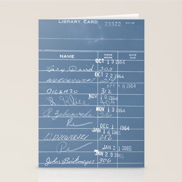 Library Card 23322 Negative Blue Stationery Card Gallery Image 2