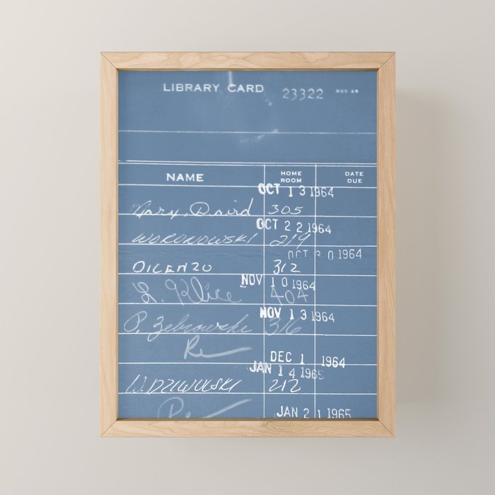 Library Card 23322 Negative Blue Mini Art Print Gallery Image 1