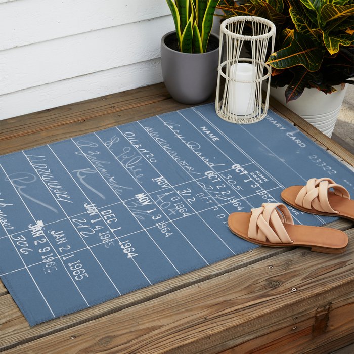 Library Card 23322 Negative Blue Outdoor Rug Gallery Image 2