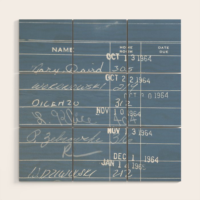 Library Card 23322 Negative Blue Wood Wall Art Gallery Image 1