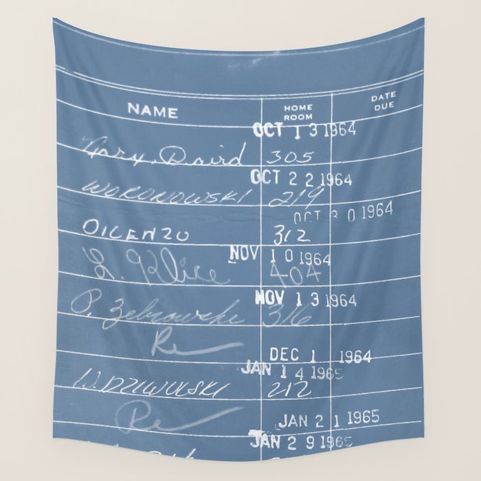Library Card 23322 Negative Blue Wall Tapestry Gallery Image 4
