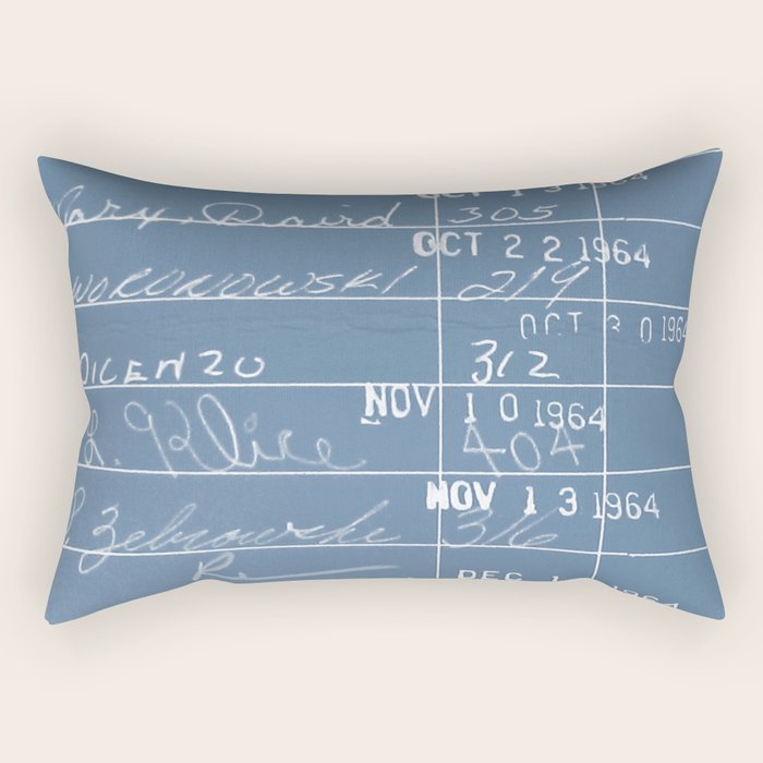 Library Card 23322 Negative Blue Rectangular Pillow Gallery Image 2
