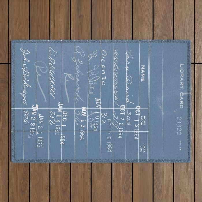 Library Card 23322 Negative Blue Outdoor Rug Gallery Image 1