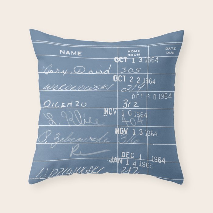 Library Card 23322 Negative Blue Throw Pillow Gallery Image 6