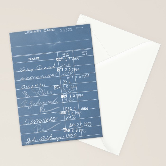 Library Card 23322 Negative Blue Stationery Card Gallery Image 2