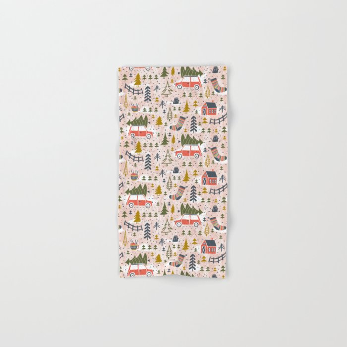Home For The Holidays Blush Pink Christmas Hand & Bath Towel Gallery Image 1