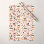 Home For The Holidays Blush Pink Christmas Wrapping Paper Gallery Image 1