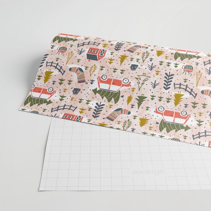 Home For The Holidays Blush Pink Christmas Wrapping Paper Gallery Image 2