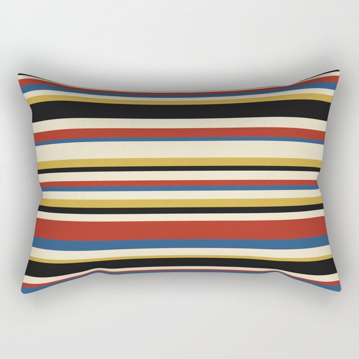 Classic Stripes IX - Bauhaus Palette Rectangular Pillow Gallery Image 1