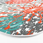 Orange and Teal Floral Abstract Print Bath Mat Gallery Image 3