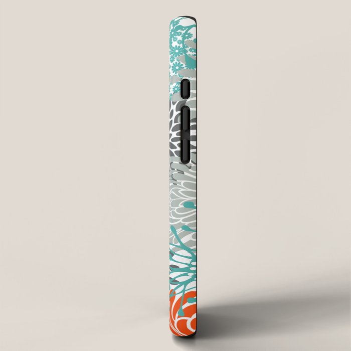 Orange and Teal Floral Abstract Print iPhone Case Gallery Image 2