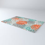 Orange and Teal Floral Abstract Print Rug Gallery Image 3