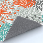 Orange and Teal Floral Abstract Print Rug Gallery Image 4