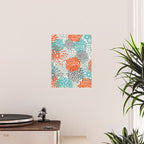Orange and Teal Floral Abstract Print Poster Gallery Image 2