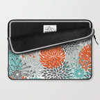 Orange and Teal Floral Abstract Print Laptop Sleeve Gallery Image 2
