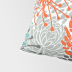 Orange and Teal Floral Abstract Print Pillow Sham Gallery Image 4