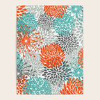 Orange and Teal Floral Abstract Print Poster Gallery Image 4