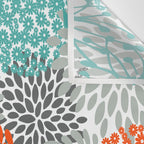 Orange and Teal Floral Abstract Print Wall Tapestry Gallery Image 3