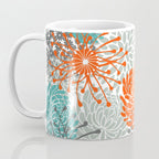 Orange and Teal Floral Abstract Print Coffee Mug Gallery Image 3