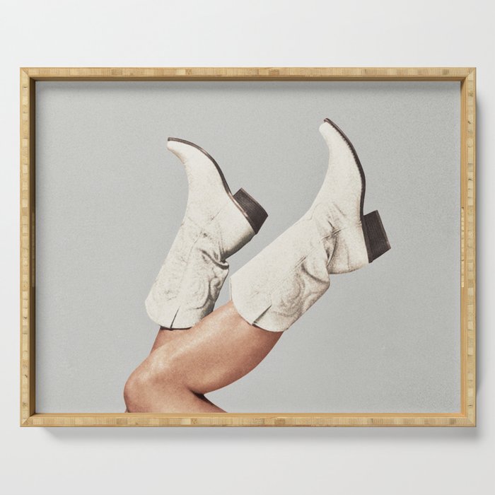These Boots - Silver Gray Serving Tray Gallery Image 1