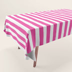 Pink and White Cabana Stripes Palm Beach Preppy Tablecloth Gallery Image 1