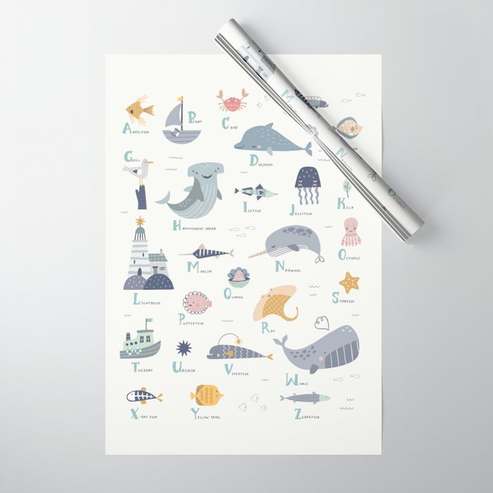 Ocean sea life alphabet  Wrapping Paper Gallery Image 1