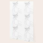Minimal Line Art Woman with Flowers II Wallpaper Gallery Image 2