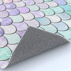 Cute Mermaid Pattern, Pink, Purple, Teal, Pastel Aesthetics Rug Gallery Image 4