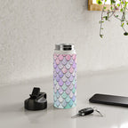 Cute Mermaid Pattern, Pink, Purple, Teal, Pastel Aesthetics Water Bottle Gallery Image 4